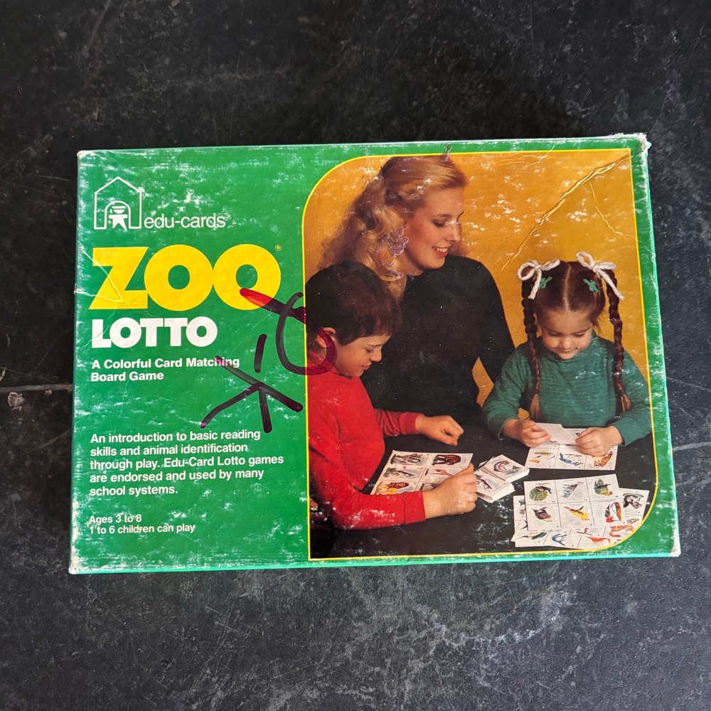 Vintage 1975 Edu-Cards Zoo Lotto Matching Board Game No Animals Educational